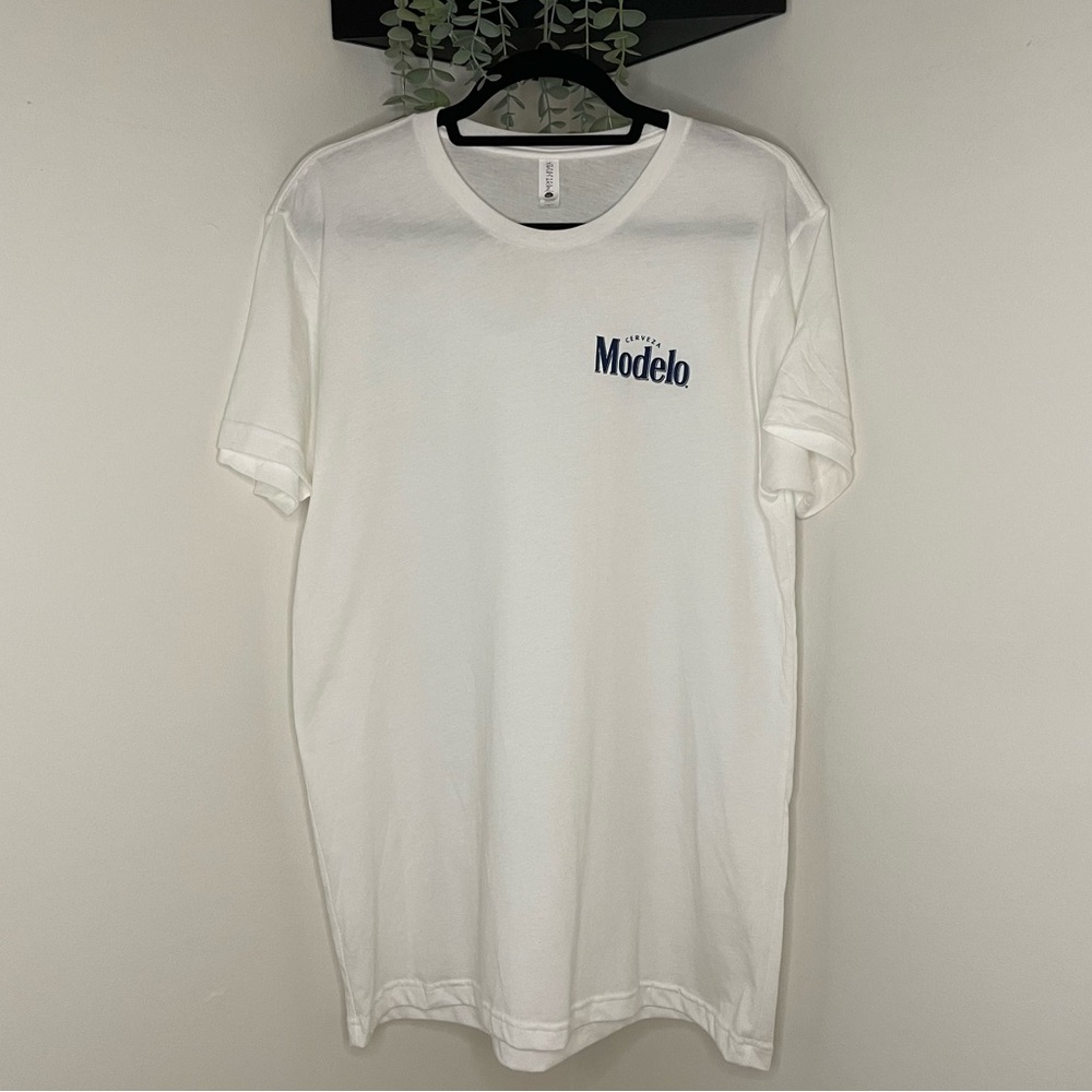 NWOT Modelo Cerveza Brand White Tee Size Large